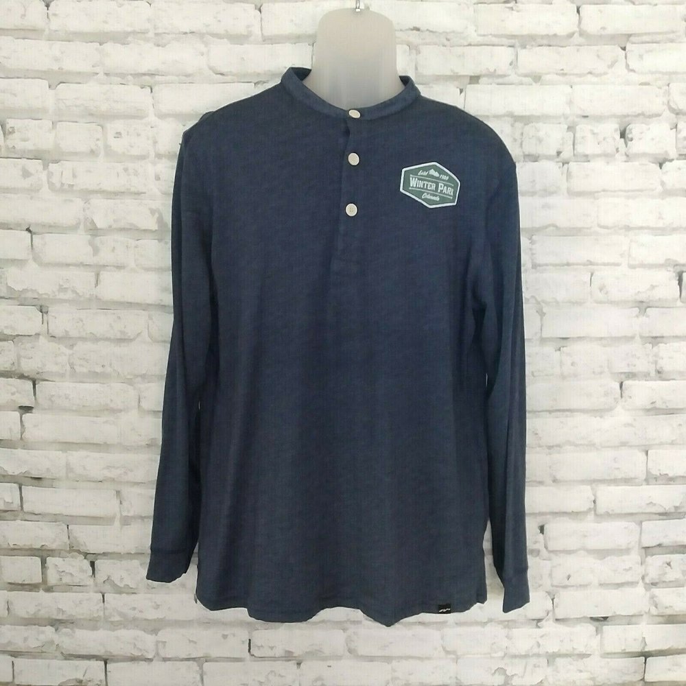 Techstyles Shirt Mens Large Blue Winter Park Colorado Long Sleeve Pullover